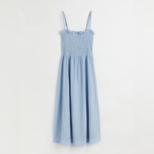 H&M Smocked Blue Midi Dress